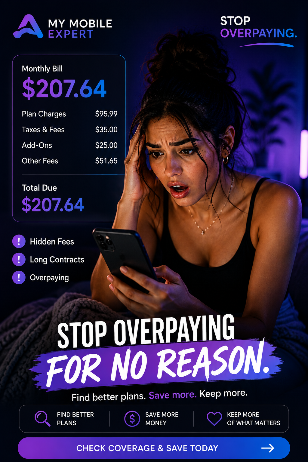 Stop overpaying for no reason — a $207 phone bill breakdown with hidden fees